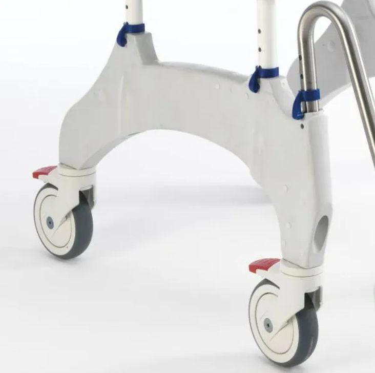 Aquatec Ocean Premium Mobile Shower Chair with Collection Pan, Lid and Support Rail
