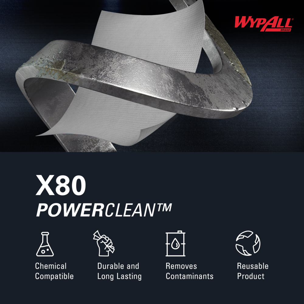 WypAll Power Clean X80 Heavy Duty Cloths