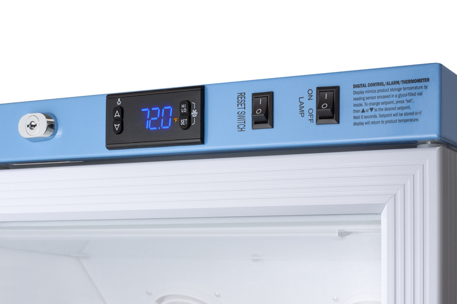6 Cu Ft ADA Height Upright Controlled Room Temperature Cabinet with Lock