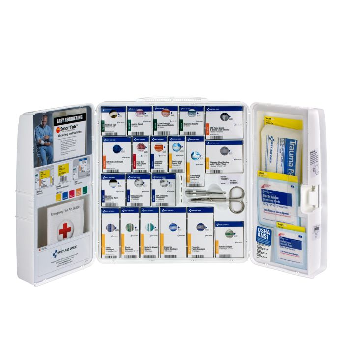 50 Person Large Plastic SmartCompliance First Aid Cabinet with Medications
