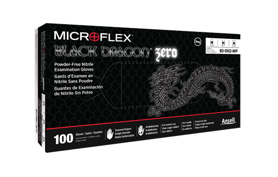 MicroFlex Black Dragon Zero Exam Gloves, Nitrile, Powder Free, Non Sterile