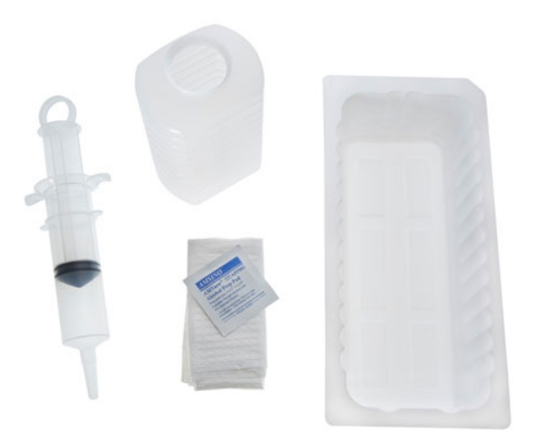 AMSure Irrigation Tray, Thumb Control Ring Syringe, 500 mL Graduated Container, 1000 mL Outer Tray, Alcohol Prep Pad, Large Moisture-Proof Under Pad