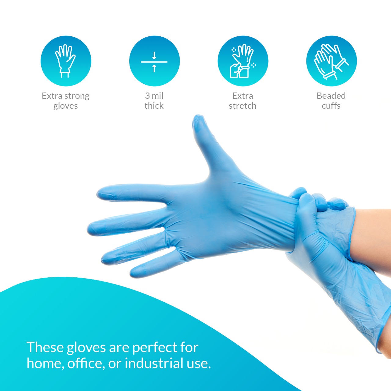 Nitrile Exam Gloves, Medium, Non Sterile