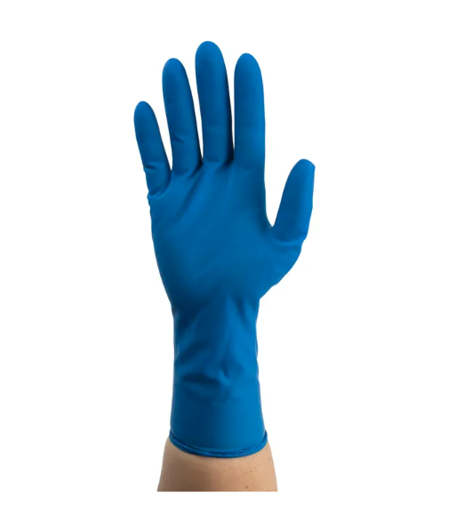 High Risk Latex Exam Gloves, Powder Free, Non Sterile, Blue