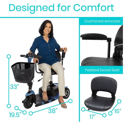 3 Wheel Mobility Scooter Electric Long Range Powered Wheelchair