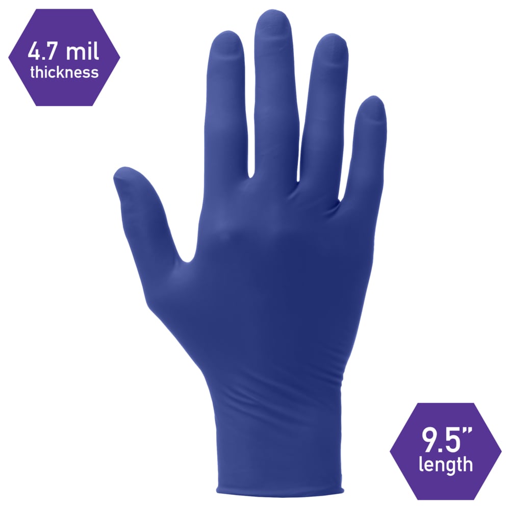 Kimtech Vista Nitrile Exam Gloves, Dark Blue, Powder Free, Non Sterile
