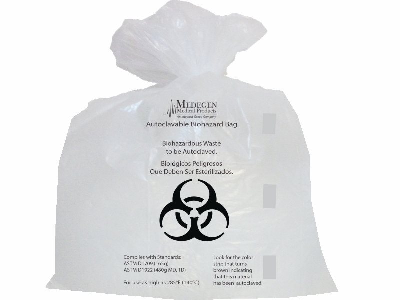 Dual Tested Autoclavable Polypropylene Biohazard Bags with Indicator and Flat Seal 