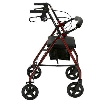 Aluminum Rollator Rolling Walker with Fold Up and Removable Back Support and Padded Seat