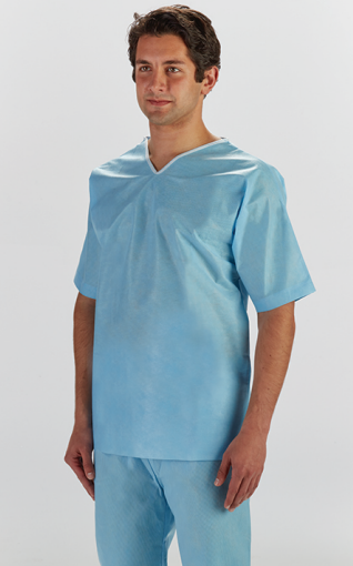 Premium Scrub Shirt, V Neck No Pocket, Non Woven, Light Blue