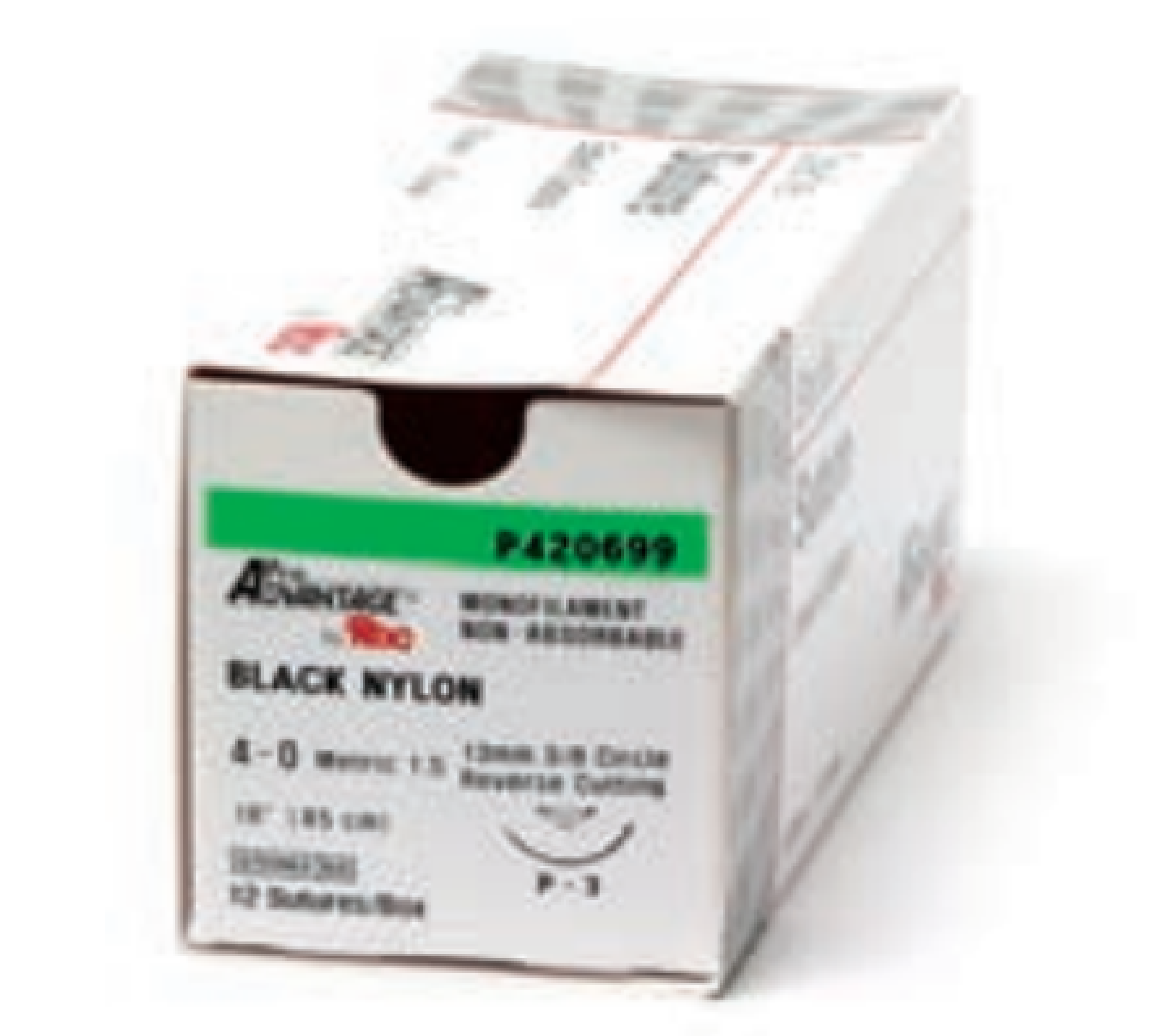Black Nylon Sutures, Non Absorbable, 3/8 Circle Reverse Cut, FS 2