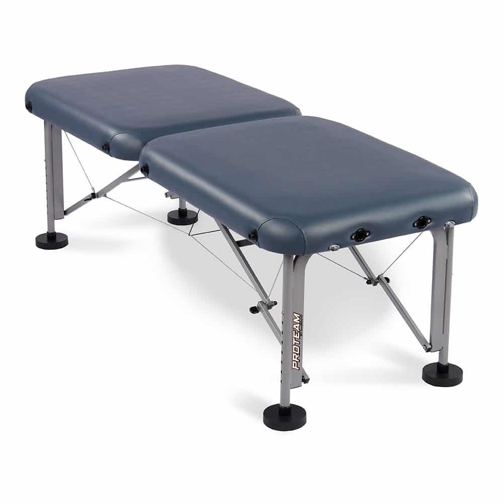 Portable Bariatric Sideline / Treatment Table Blue Vinyl with Adjustable Black
