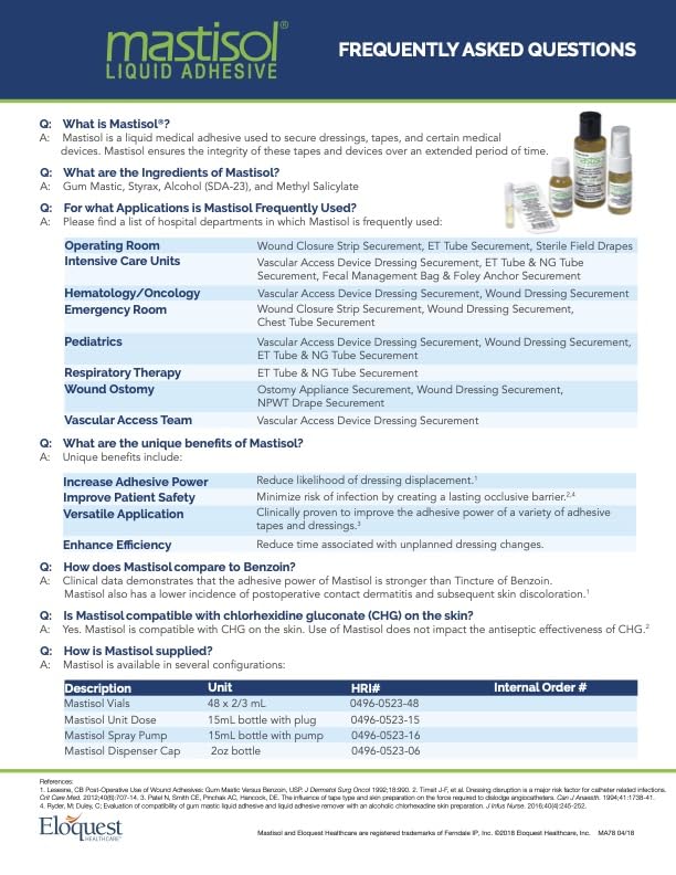 Mastisol Liquid Adhesive in 15 mL Bottle