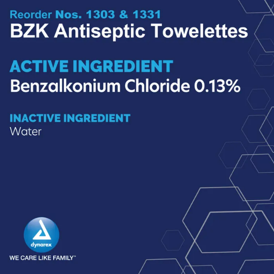 0.13% Benzalkonium Chloride Antiseptic Towelettes, 5" x 7"