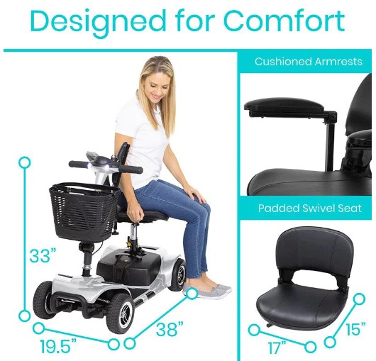 4 Wheel Mobility Scooter Electric Long Range Powered Wheelchair 