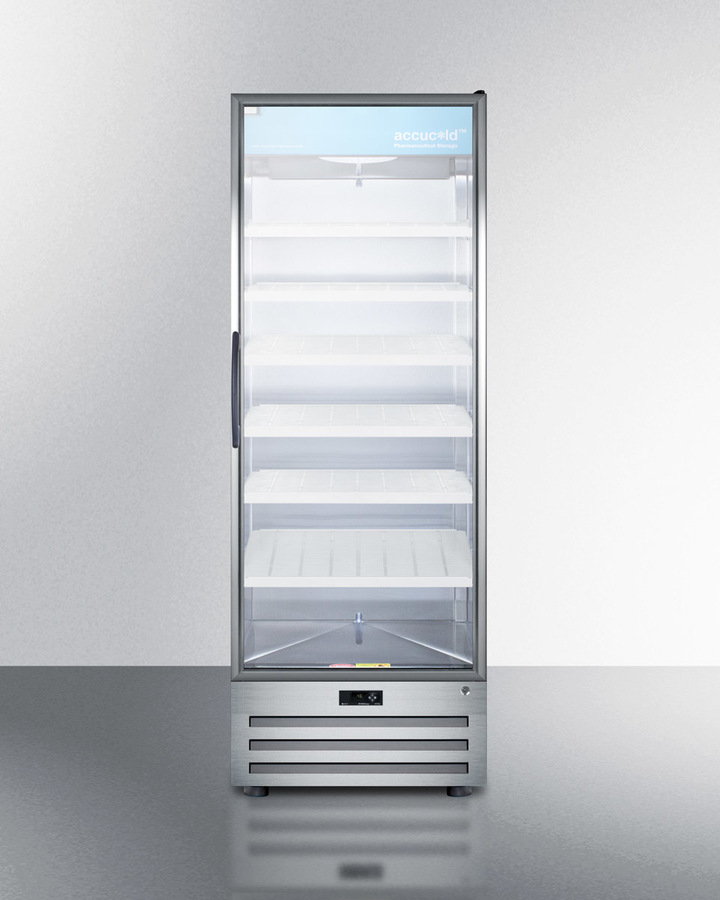 28" Pharmaceutical Refrigerator Wide Full-Size, Glass Door, Lock, Digital Thermostat