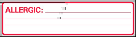 Allergic Patient Chart Labels, White and Red, 200" Roll