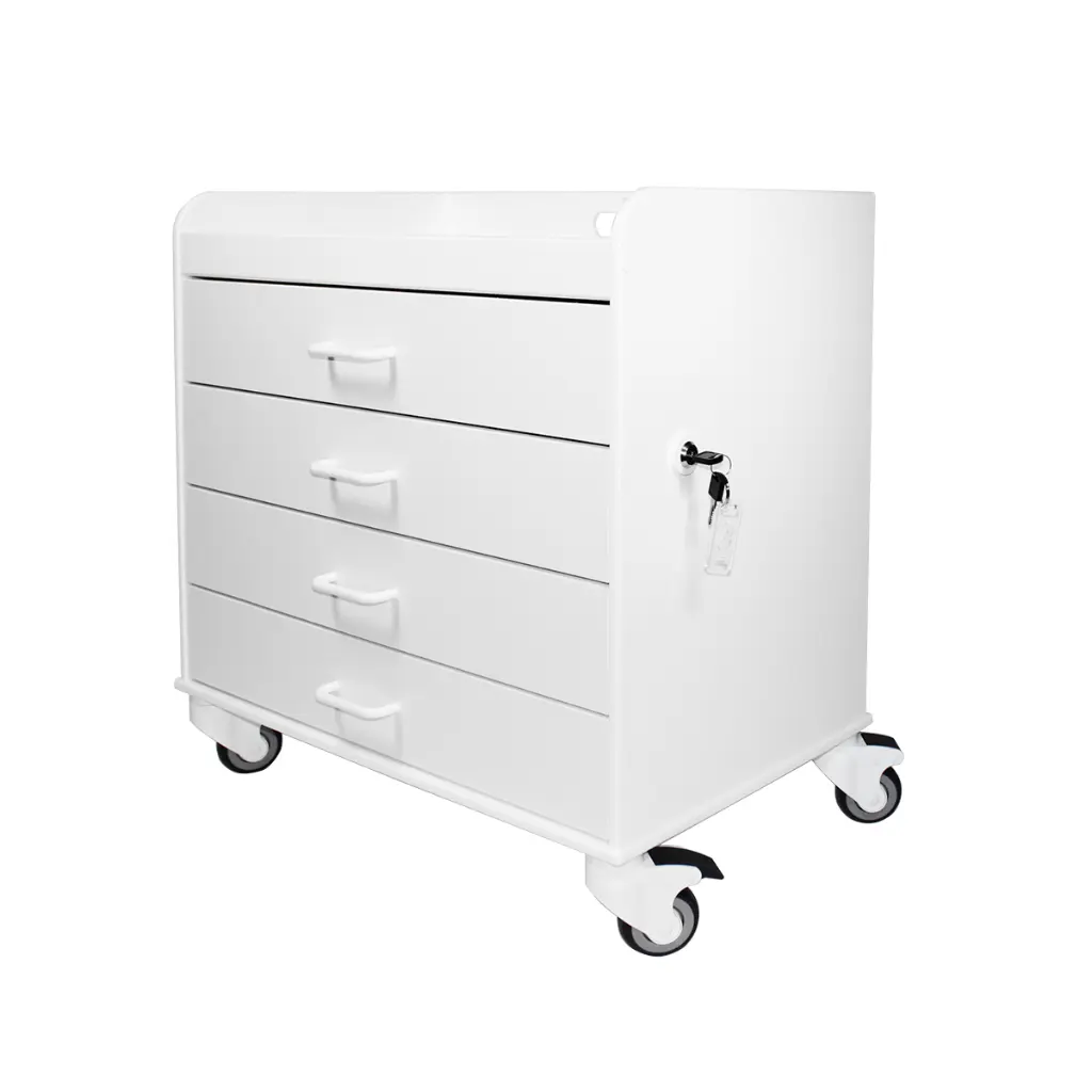 Extra Wide Compact Cart with White Drawers