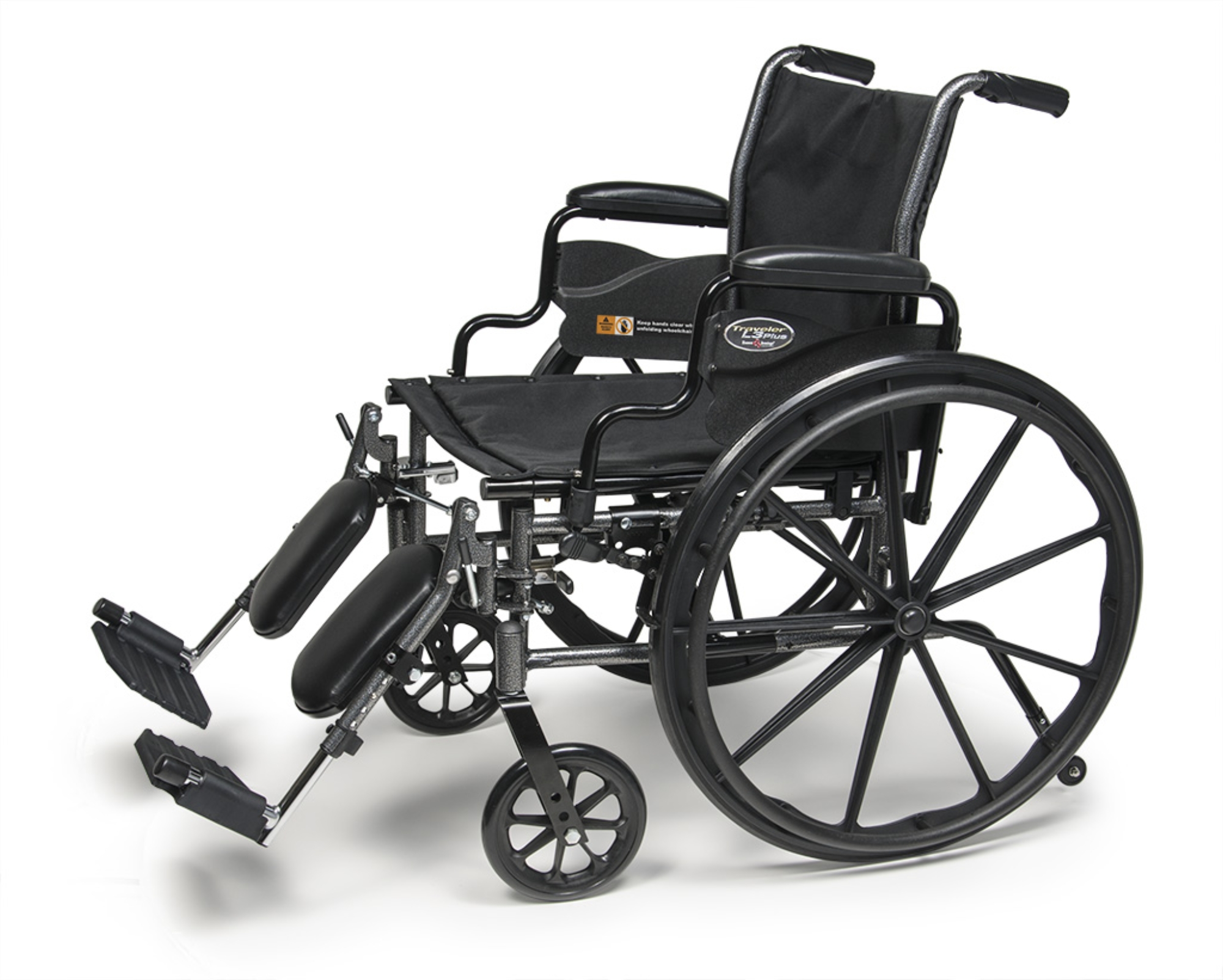 Traveler L3 Plus Lightweight Wheelchair with Flip Back Full Arm and Swing Away Footrest