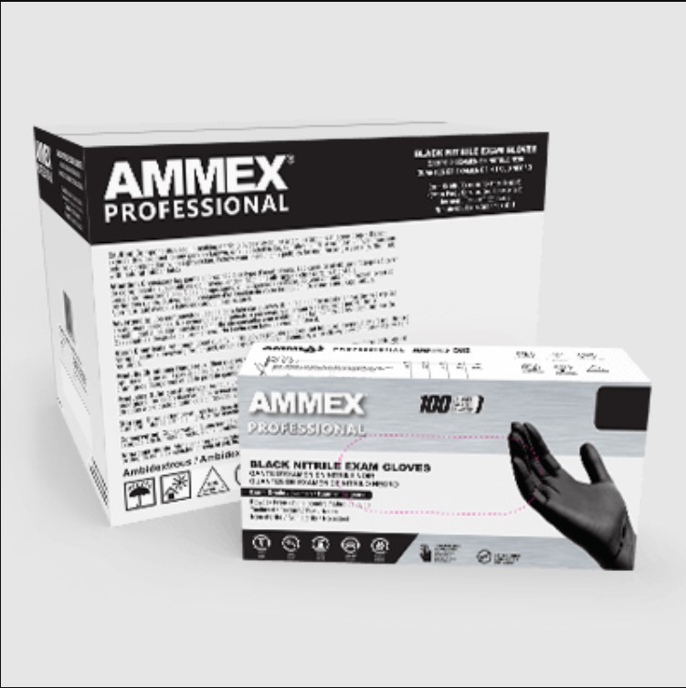 Nitrile Gloves, Disposable, Exam Grade, Black, Powder Free, Non Sterile