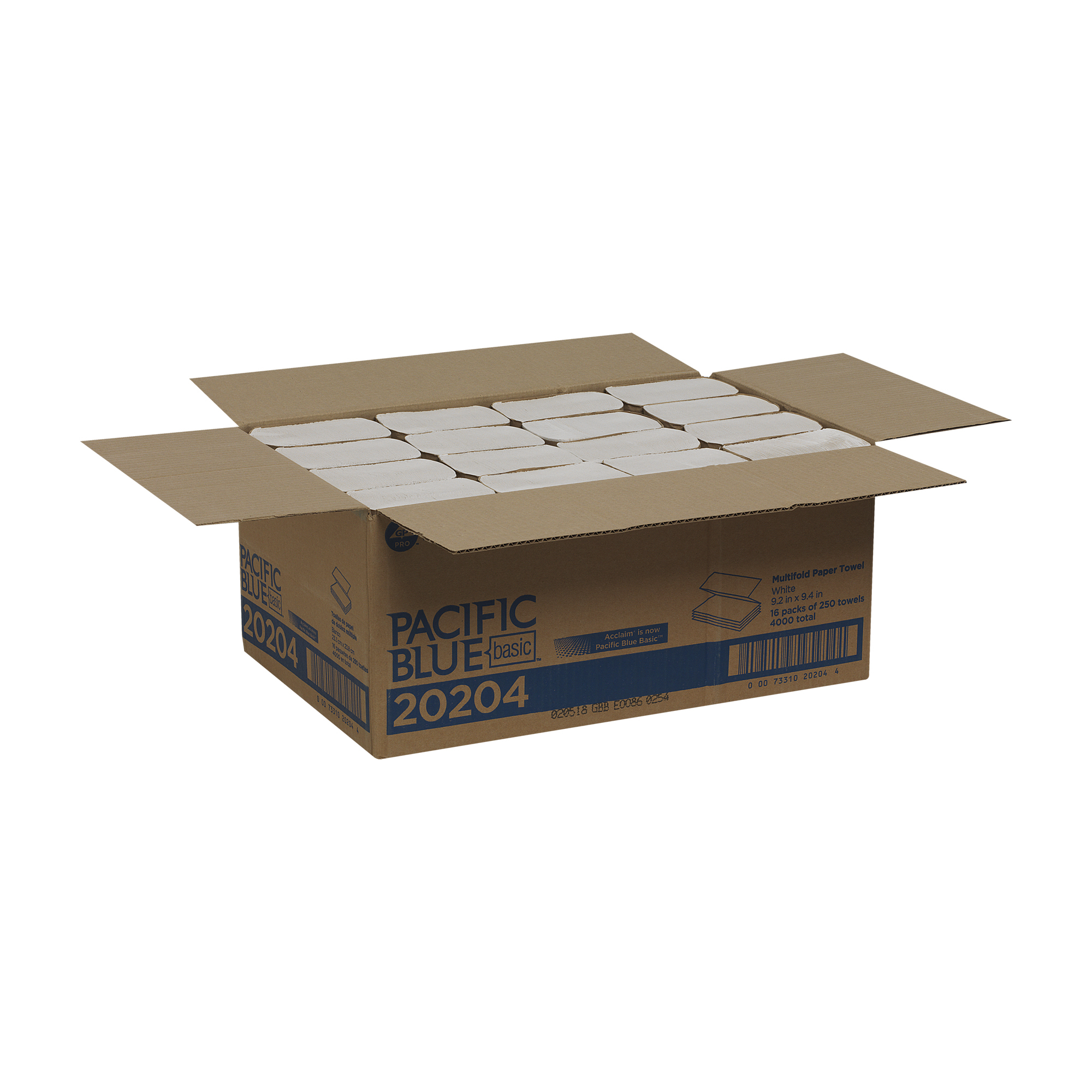Pacific Blue Basic, Multifold Towels 1 Ply, White