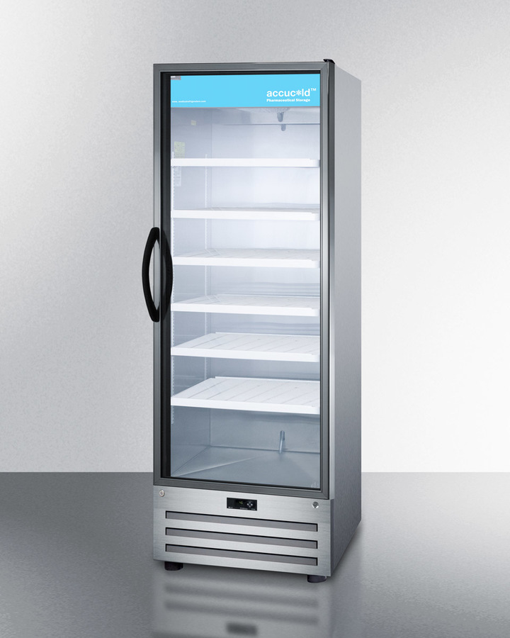 28" Pharmaceutical Refrigerator Wide Full-Size, Glass Door, Lock, Digital Thermostat