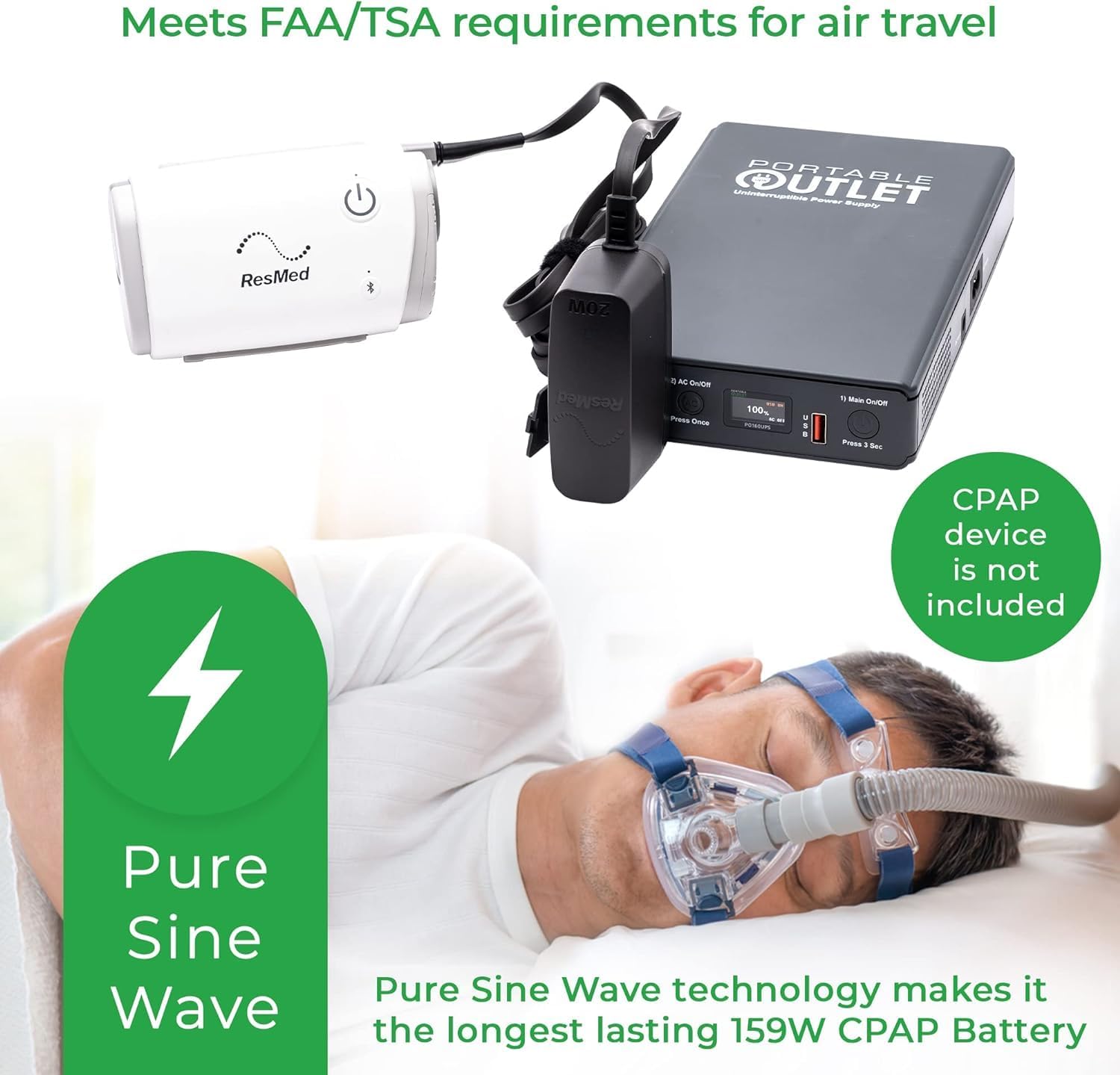 Portable Outlet Rechargeable CPAP Battery