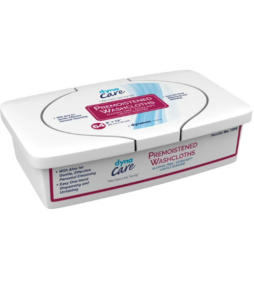DynaCare Premoistened Adult Washcloths, 9" x 13"