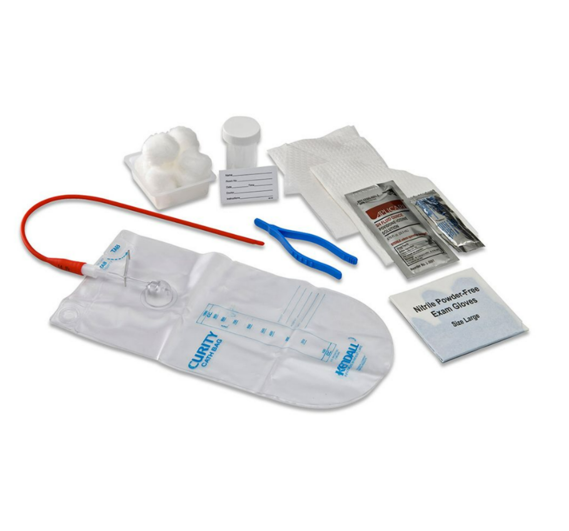 Dover Closed Intermittent Tray with Hydrogel Coated Red Rubber Catheter