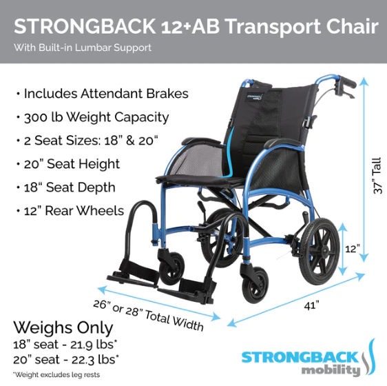 Excursion Transport Wheelchair with Attendant Brakes
