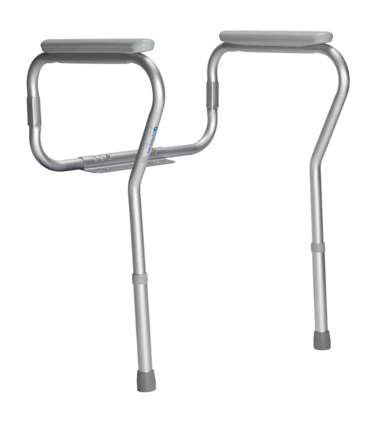Adjustable Height Toilet Safety Rail, Silver