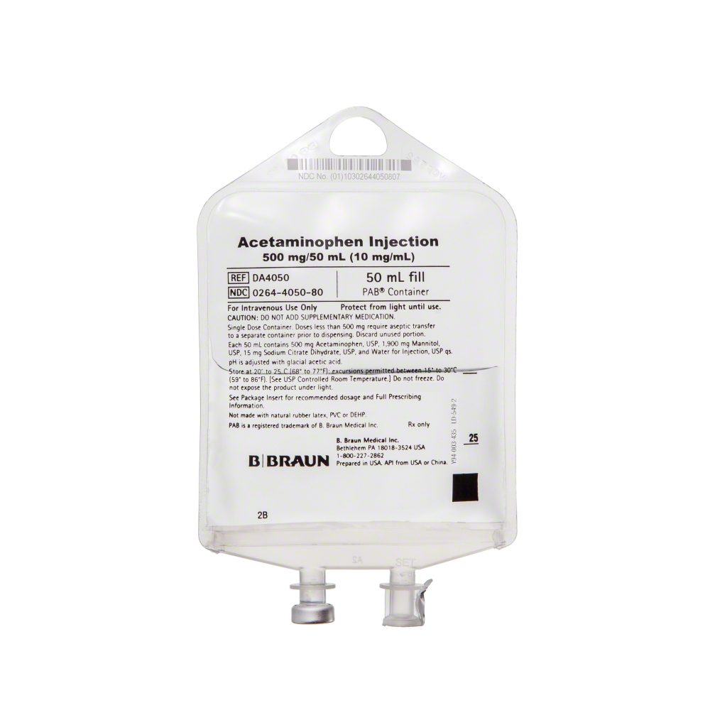 B Braun Acetaminophen Injection, 500 mg / 50 ml DA4050