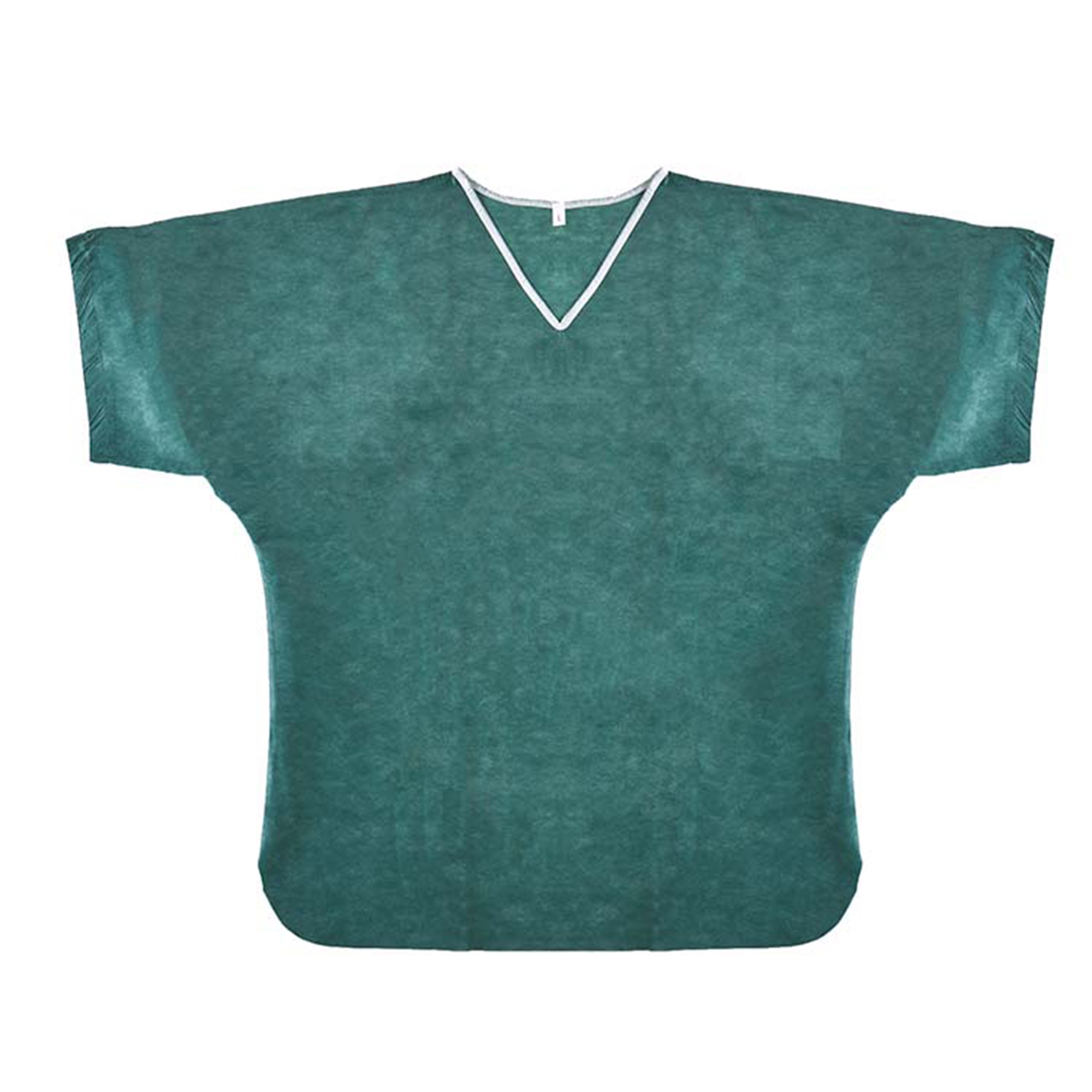 Premium V Neck Scrub Shirt, No Pocket, Non Woven, Dark Green