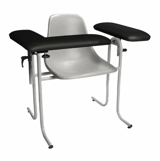 Blood Draw Chair with Plastic Seat and Upholstered Flip Arm