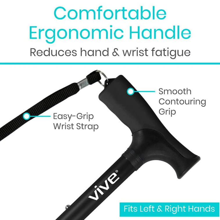 Folding Walking Cane - Collapsible & Adjustable