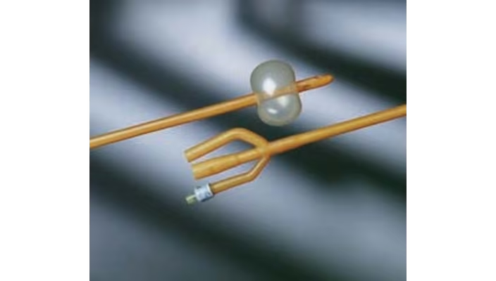 Foley Catheter, Lubricath, 3 Way, 30cc Balloon, Specialty, Hotter Model, Red Latex, Long Coude Tipe, Single Drainage Eyes