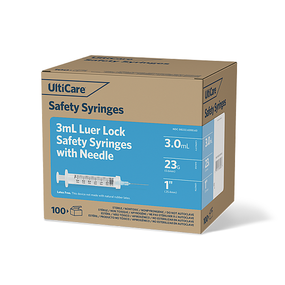 Safety Syringe with Detachable Needle, 3 ml, Luer Lock