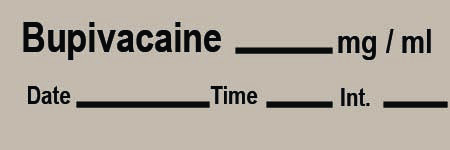 Bupivacaine Syringe Labels, Gray, 500" Roll, 333 Imprints
