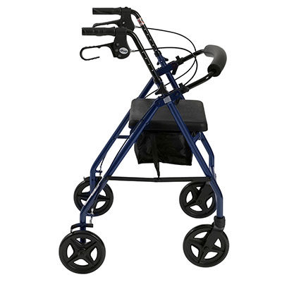 Aluminum Rollator Rolling Walker with Fold Up and Removable Back Support and Padded Seat