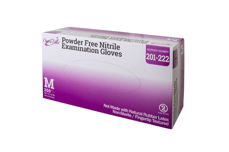 OmniTrust 201 Nitrile Powder Free Examination Glove Box of 200