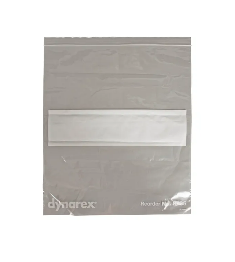 Zip Closure Plastic Bags, Clear with White Write - On Block, 2 mil