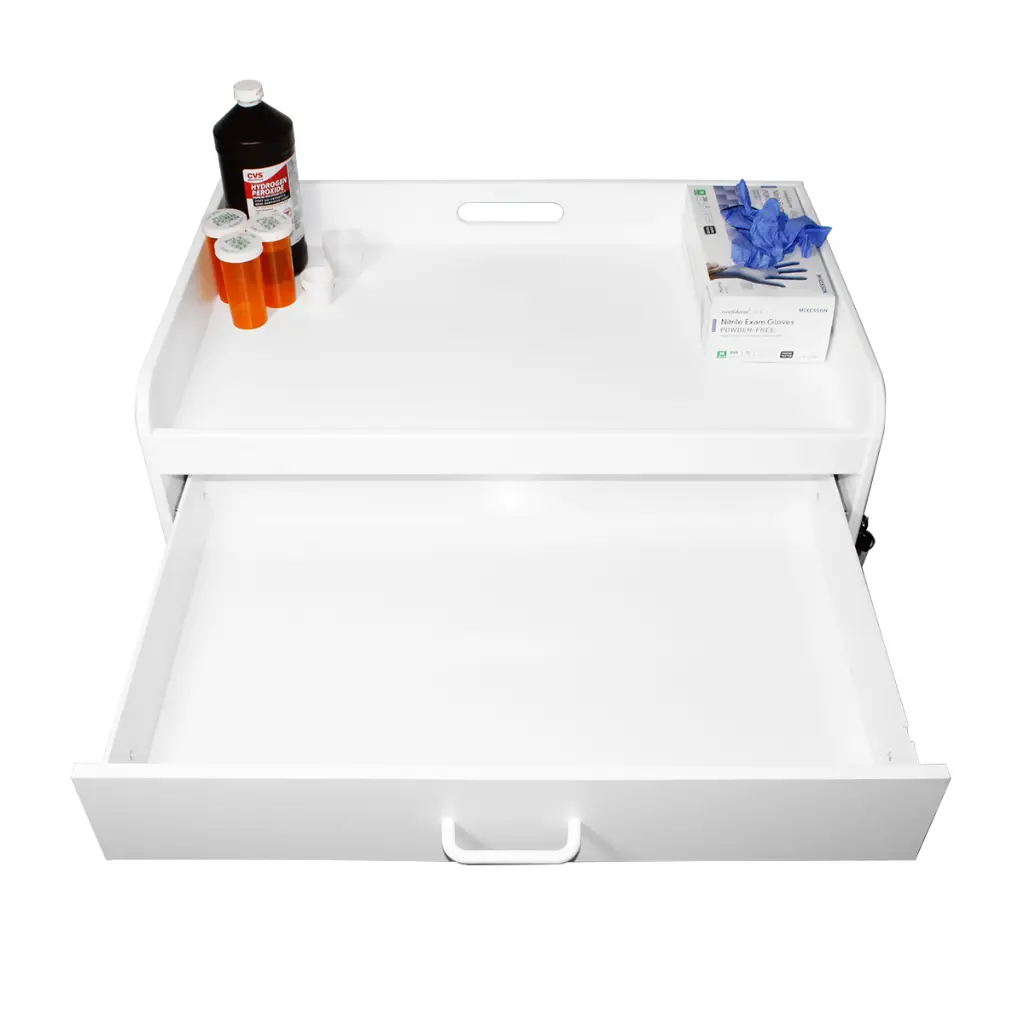 Extra Wide Compact Cart with White Drawers