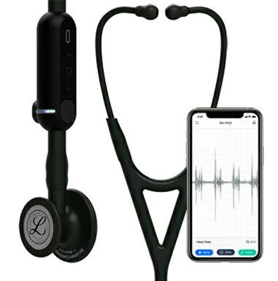 Littmann CORE Digital Stethoscope Black Chestpiece, Tube, Stem and Headset, 27 inch