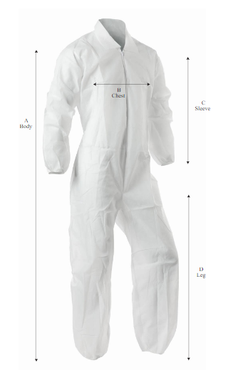 GenPro Coveralls, White, Elastic Wrist, Ankle & Back