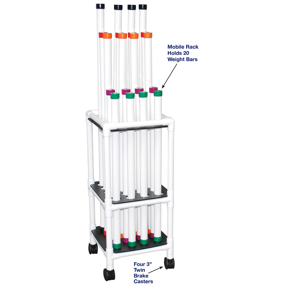 Therapy Rehab Weight Bars Mobile Storage Cart