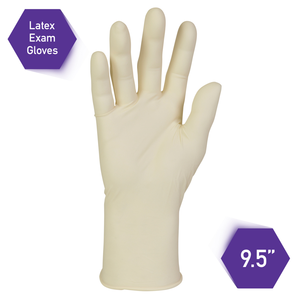 Kimtech PFE Latex Exam Gloves, Powder Free, Non Sterile