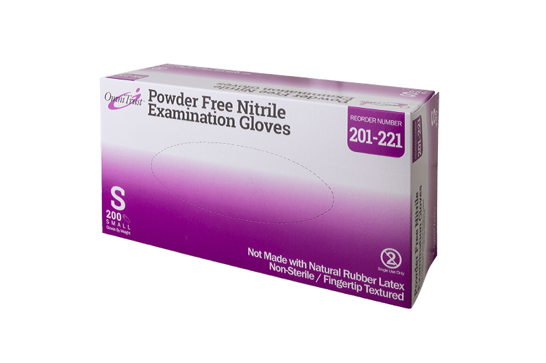 OmniTrust 201 Nitrile Powder Free Examination Glove Box of 200