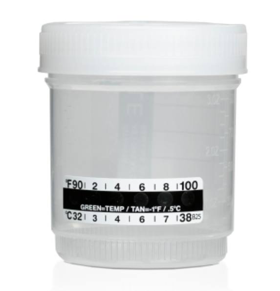 Specimen Container 90 mL with Temperature Strip