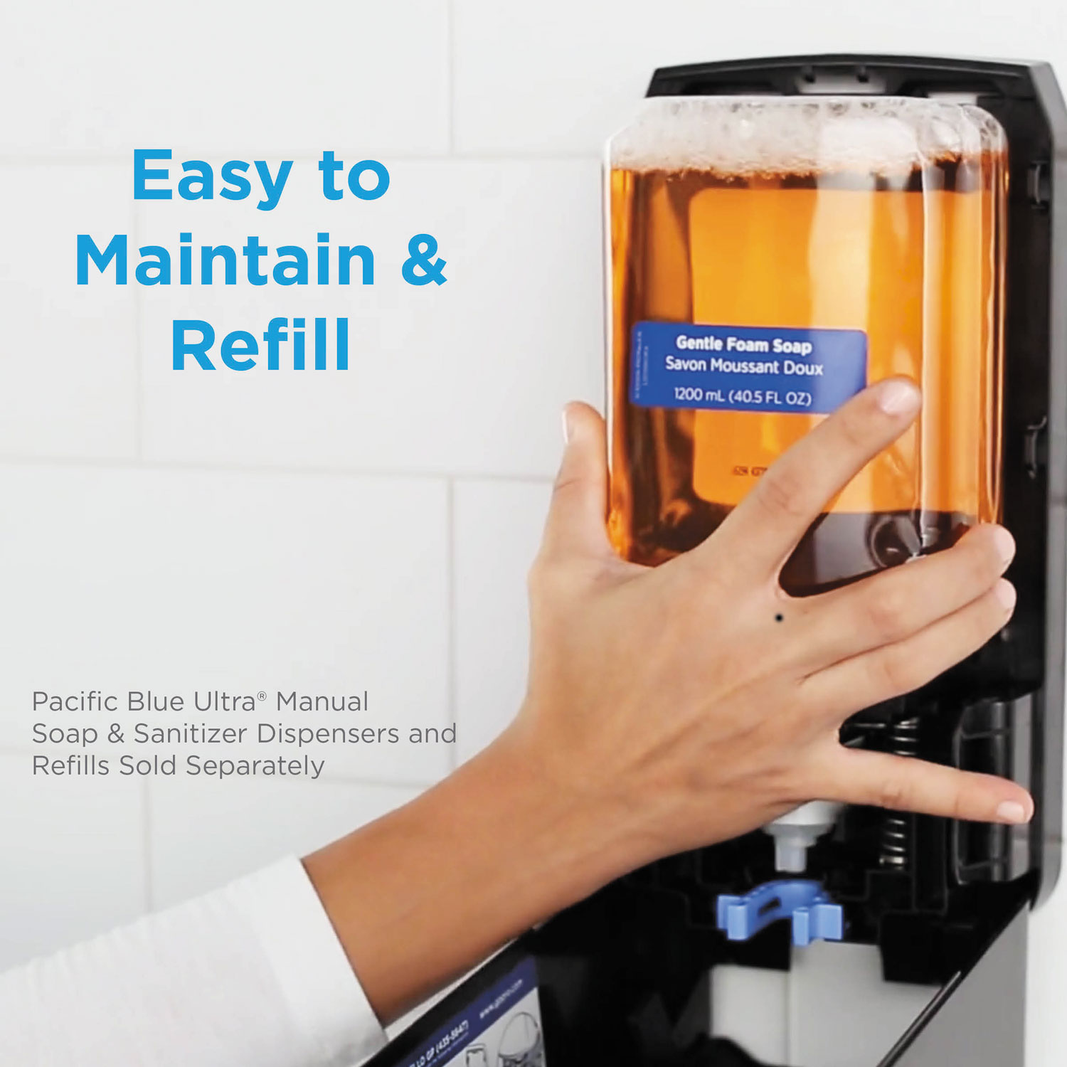 Blue Ultra 1200 mL Bottle Gentle Foam Soap Dispenser Refill