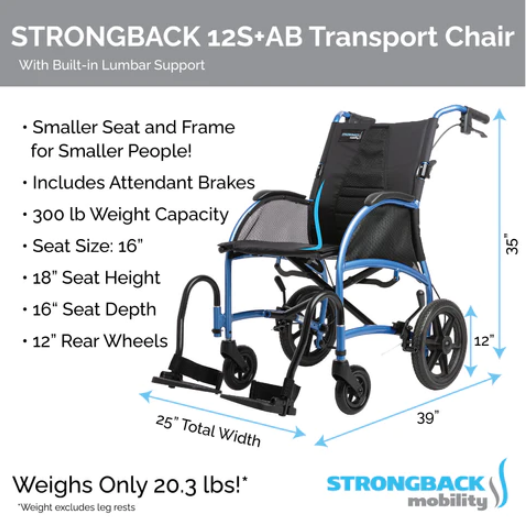 Excursion Small Transport Wheelchair with Attendant Brake