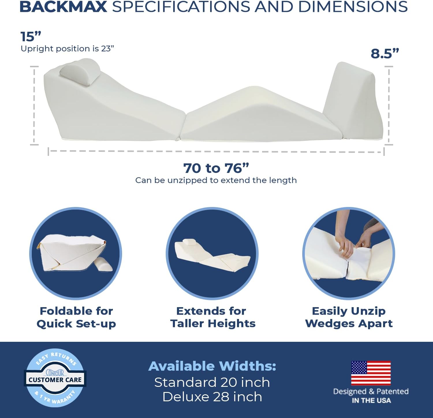 BackMax 20' Foam Bed Wedge Lumbar Support System